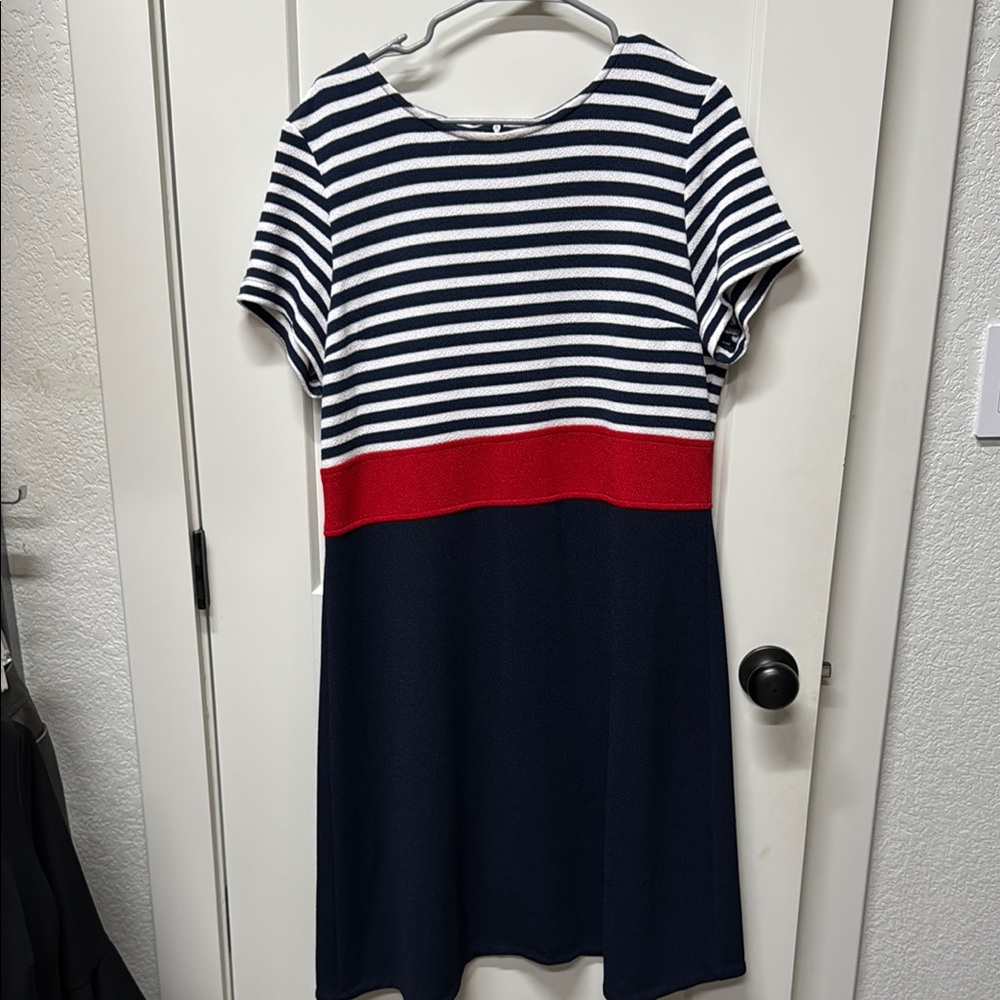 Striped Navy and Red Dress Coldwater Creek
